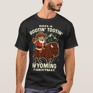 Cowboy Santa Shirt Wyoming Christmas Buffalo Holid