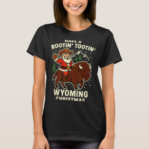 Cowboy Santa Shirt Wyoming Christmas Buffalo Holid
