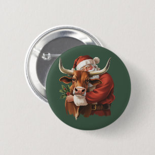 Cowboy Santa Western Roping Christmas Vintage 2 Inch Round Button