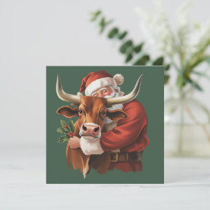 Cowboy Santa Western Roping Christmas Vintage  Holiday Card