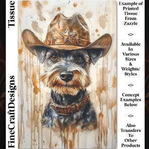 Cowboy Sheriff Schnauzer Dog In Hat DD7 Decoupage Tissue Paper