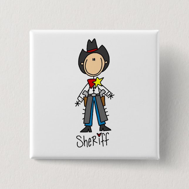 Cowboy Sheriff T-shirts and Gifts 2 Inch Square Button (Front)