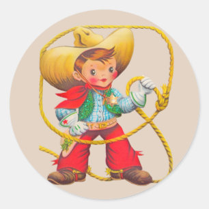 Cowboy Sherriff Boy's Birthday Party  Classic Round Sticker
