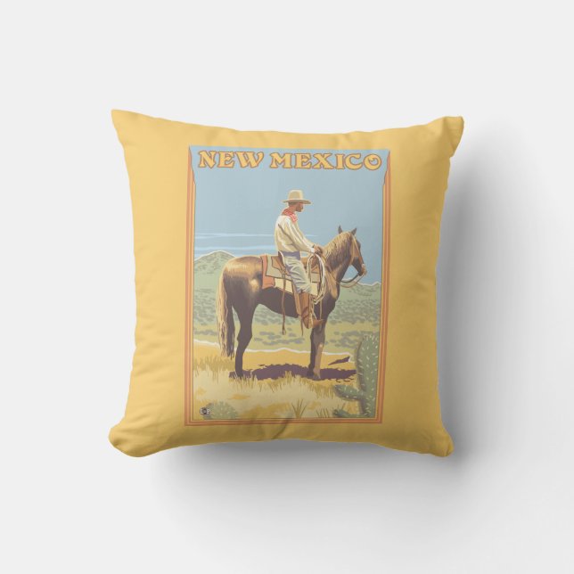 Cowboy (Side View)New Mexico Throw Pillow (Front)