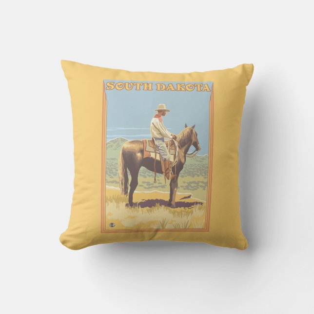 Cowboy (Side View)South Dakota Throw Pillow (Front)
