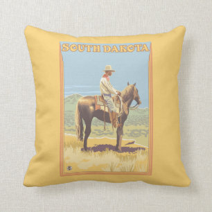 Cowboy (Side View)South Dakota Throw Pillow