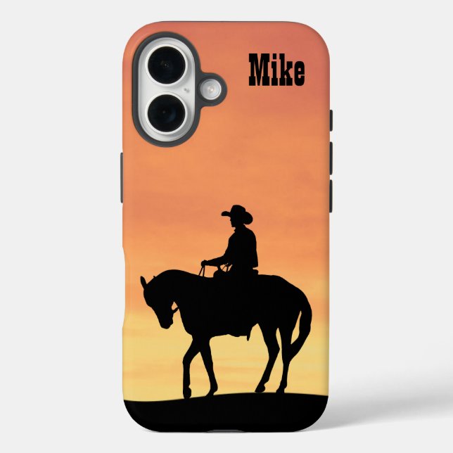 Cowboy Silhouette at Sunset Case-Mate iPhone Case (Back)
