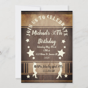 Cowboy silhouette birthday card invite
