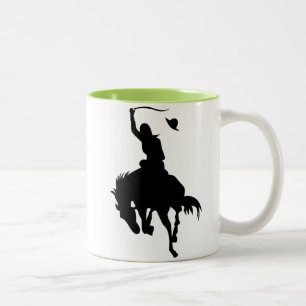 Cowboy Silhouette; Glowing Two-Tone Coffee Mug