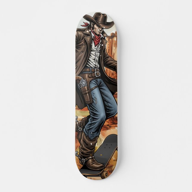 Cowboy Skating Illustration Skateboard (Front)