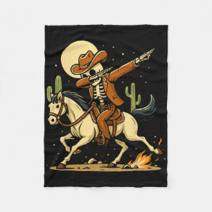 Cowboy Skeleton Dabbing Shirt Fleece Blanket