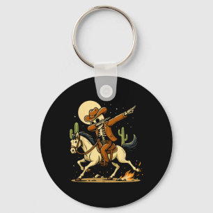 Cowboy Skeleton Dabbing Shirt Keychain