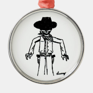 Cowboy Sketch Round Ornament