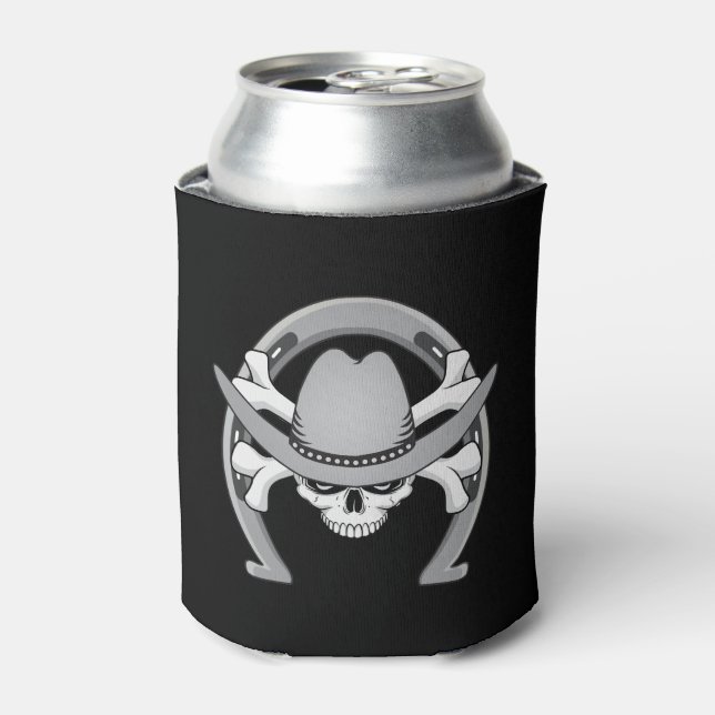 Cowboy Skull Horseshoe Can Cooler (Can Front)