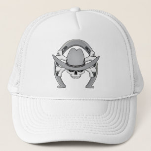 Cowboy Skull Horseshoe Trucker Hat