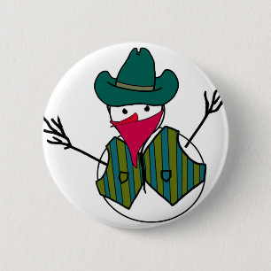 Cowboy Snowman Bandit  2 Inch Round Button