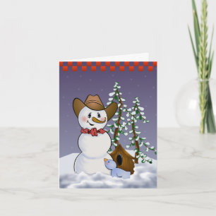 Cowboy Snowman Blank Holiday Card