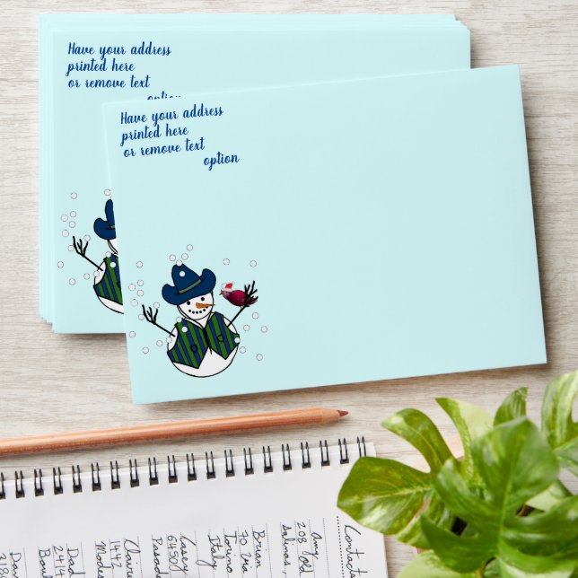 Cowboy Snowman Christmas Envelope (Stacked)