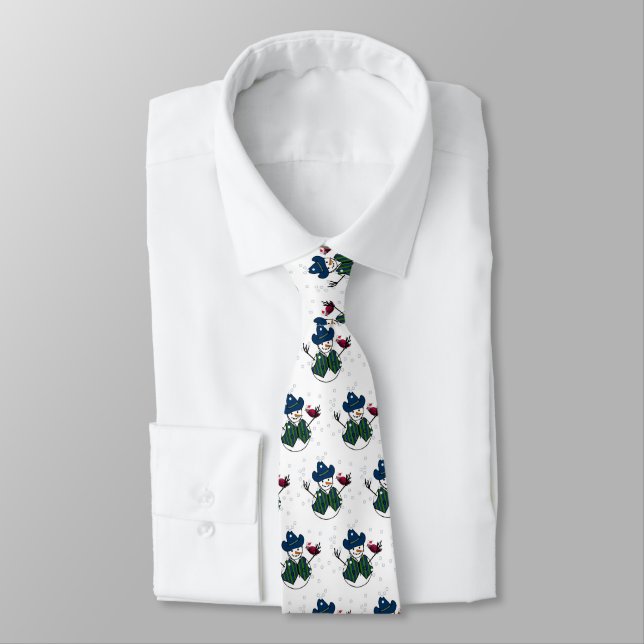 Cowboy Snowman Christmas Tie (Tied)