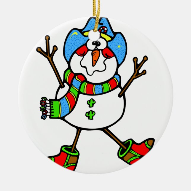 Cowboy Snowman Ornament (Front)