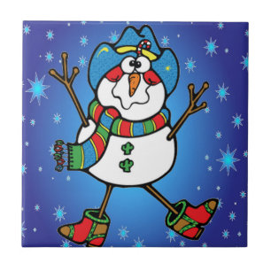 Cowboy Snowman Tile