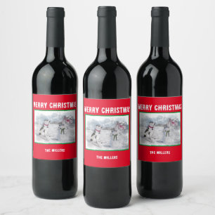 Cowboy Snowman Wine or Food and Beverage Label Set