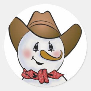 Cowboy Snowman with Red Bandana Classic Round Sticker