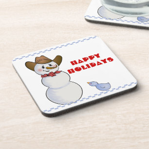 Cowboy Snowman with Red Bandana Coaster