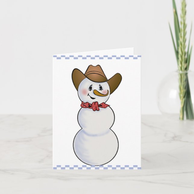 Cowboy Snowman with Red Bandana Holiday Card (Front)