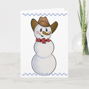 Cowboy Snowman with Red Bandana Holiday Card