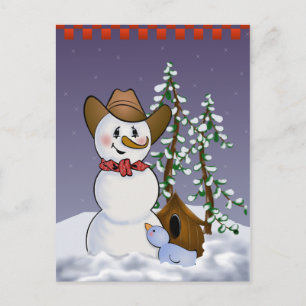 Cowboy Snowman with Red Bandana Postcard
