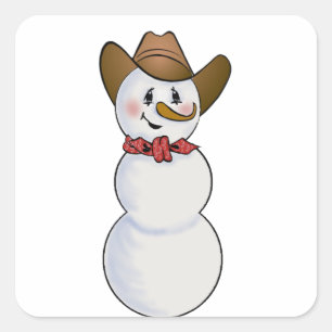 Cowboy Snowman with Red Bandana Square Sticker