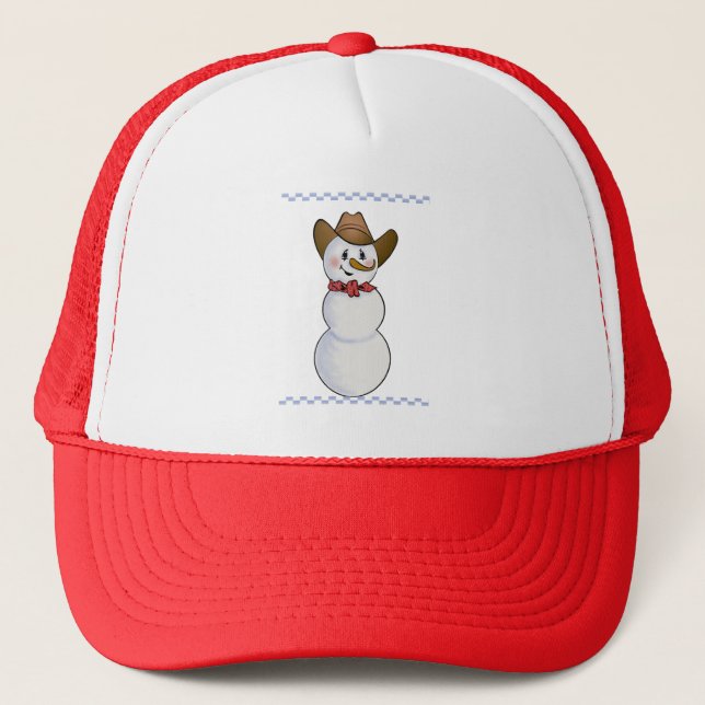 Cowboy Snowman with Red Bandana Trucker Hat (Front)