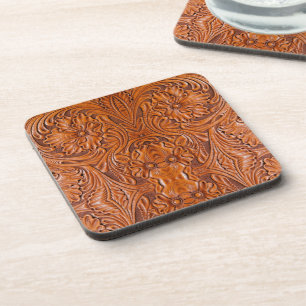 Cowboy Southwestern Rustic brown western country  Coaster