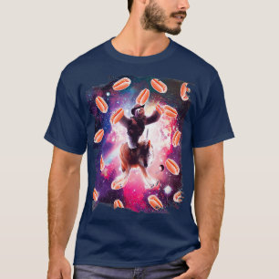 Cowboy Space Sloth On Wolf Unicorn HotDog T-Shirt