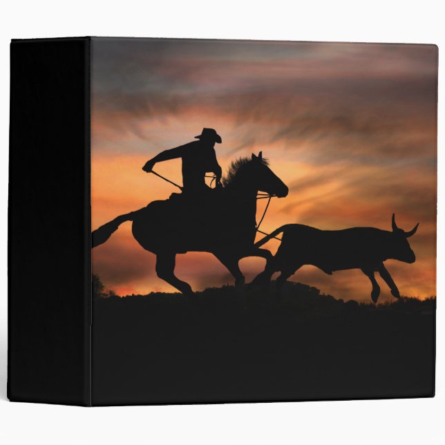 Cowboy Steer Roping Action Rodeo Binder (Front/Spine)