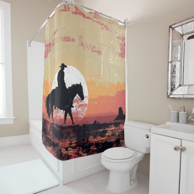 Cowboy Sunrise Douche Rideau (En situation)