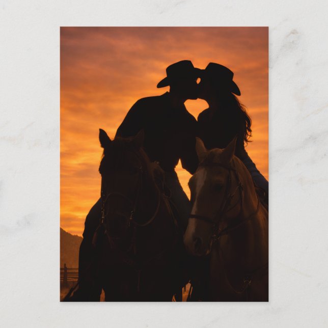Cowboy Sunset Couple Postcard (Front)