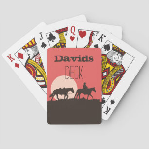 Cowboy Sunset Personalized Playing Cards