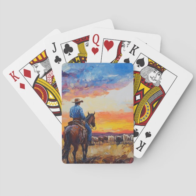 Cowboy Sunset Playing Cards (Back)