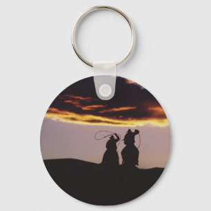 Cowboy Team with Lassoes Keychain