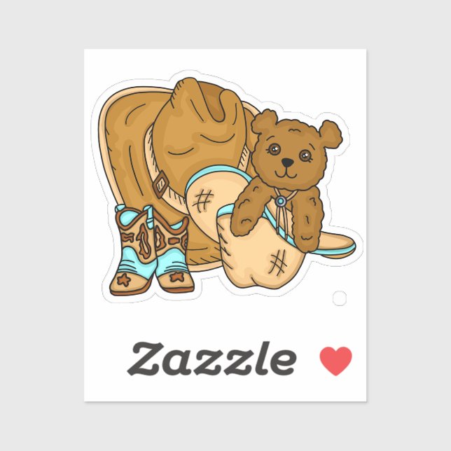 Cowboy Teddy Bear Boy’s Teddy Bear Baby Shower   (Sheet)