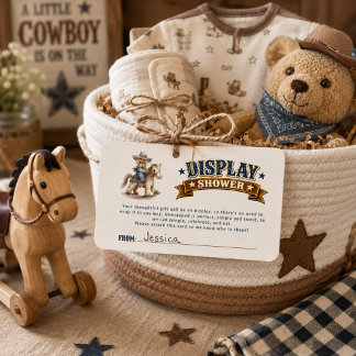 Cowboy Teddy Bear Display Baby Shower Enclosure Card