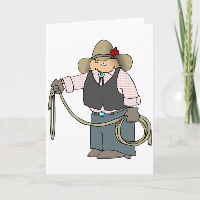 Cowboy Tenant Une Carte De Voeux Lasso (Devant)