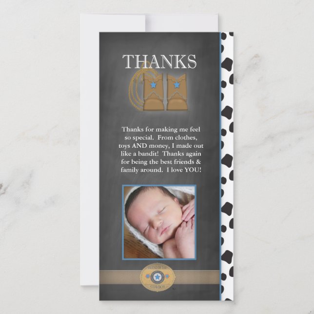 Cowboy Thank You Photo Card (Front)