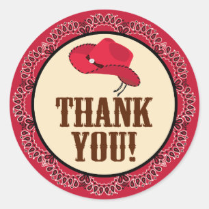 Cowboy Thank You Stickers