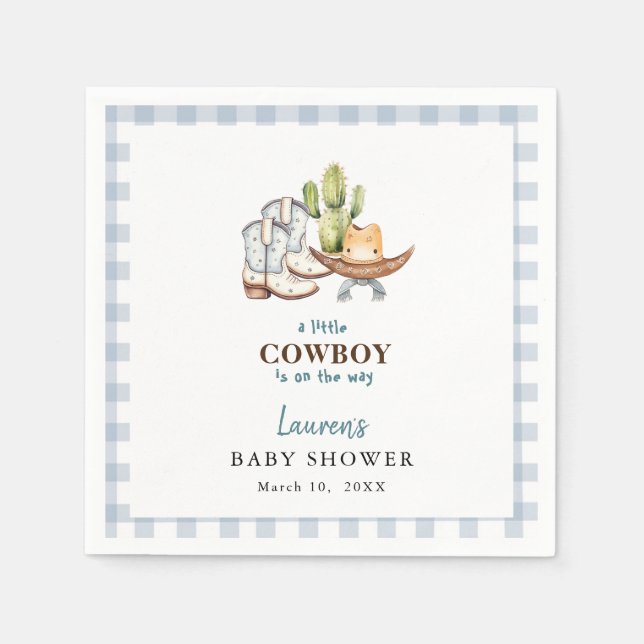 Cowboy themed Baby shower napkins (Front)