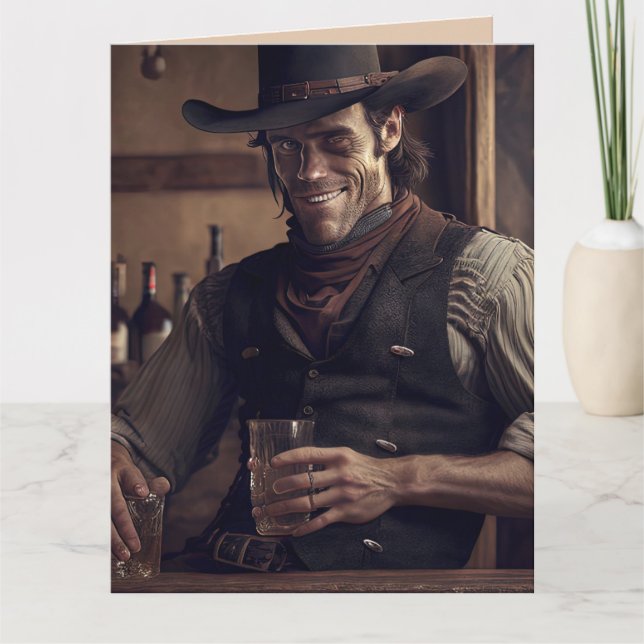 COWBOY TOUGH GUY ART BISTHDAE Carte de voeux (Devant)