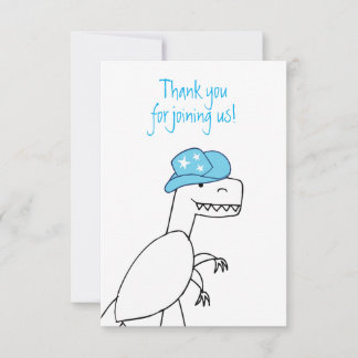 Cowboy Trex Dinosaur Kids Birthday Thank You Card