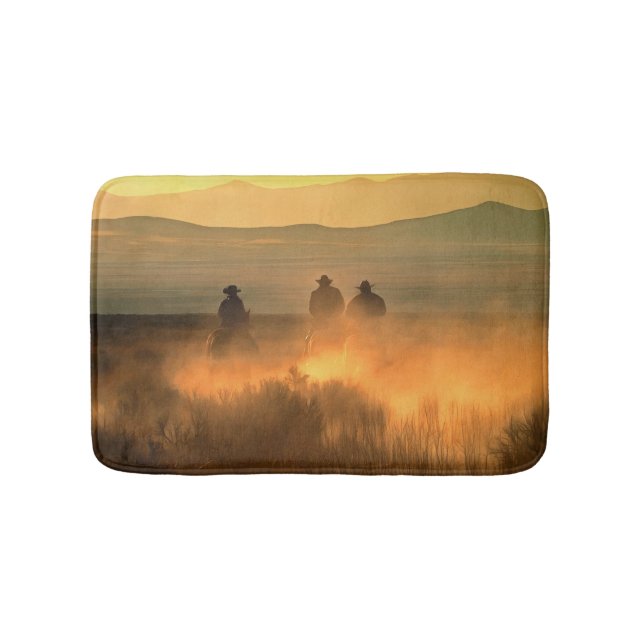 Cowboy Trio: Mountainous Background Gallop. Bath Mat (Front)